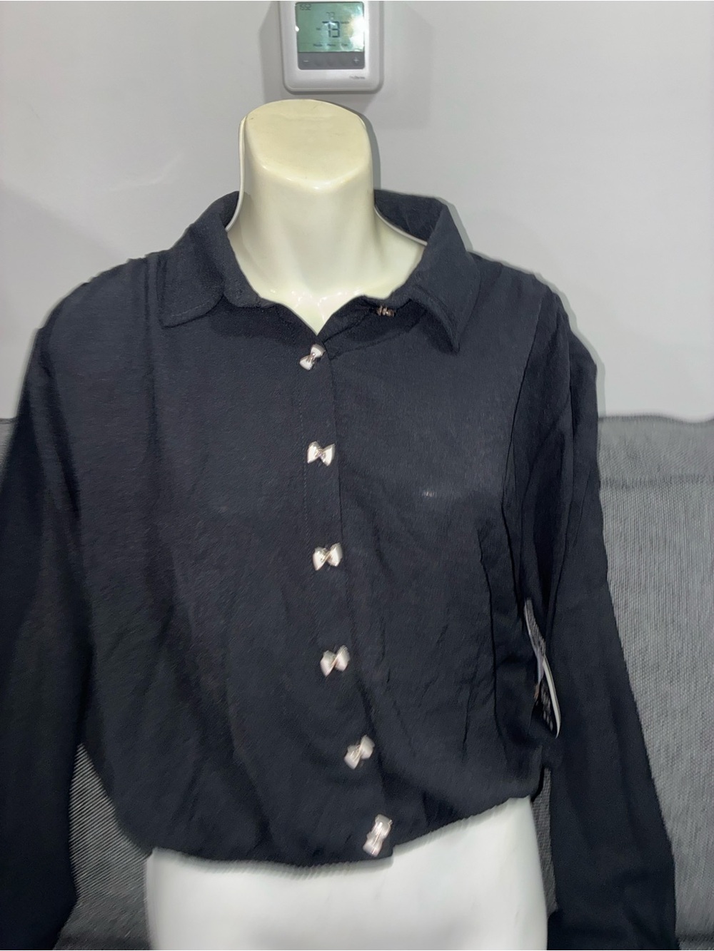 🔥Jolie&Joy Black Long-Sleeve Shirt L